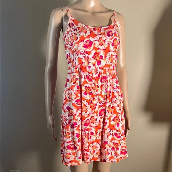 GAP | Dresses | Gap Floral Mini Dress Spaghetti Strap Poppy Red Orange Pink  White Floral Size | Poshmark